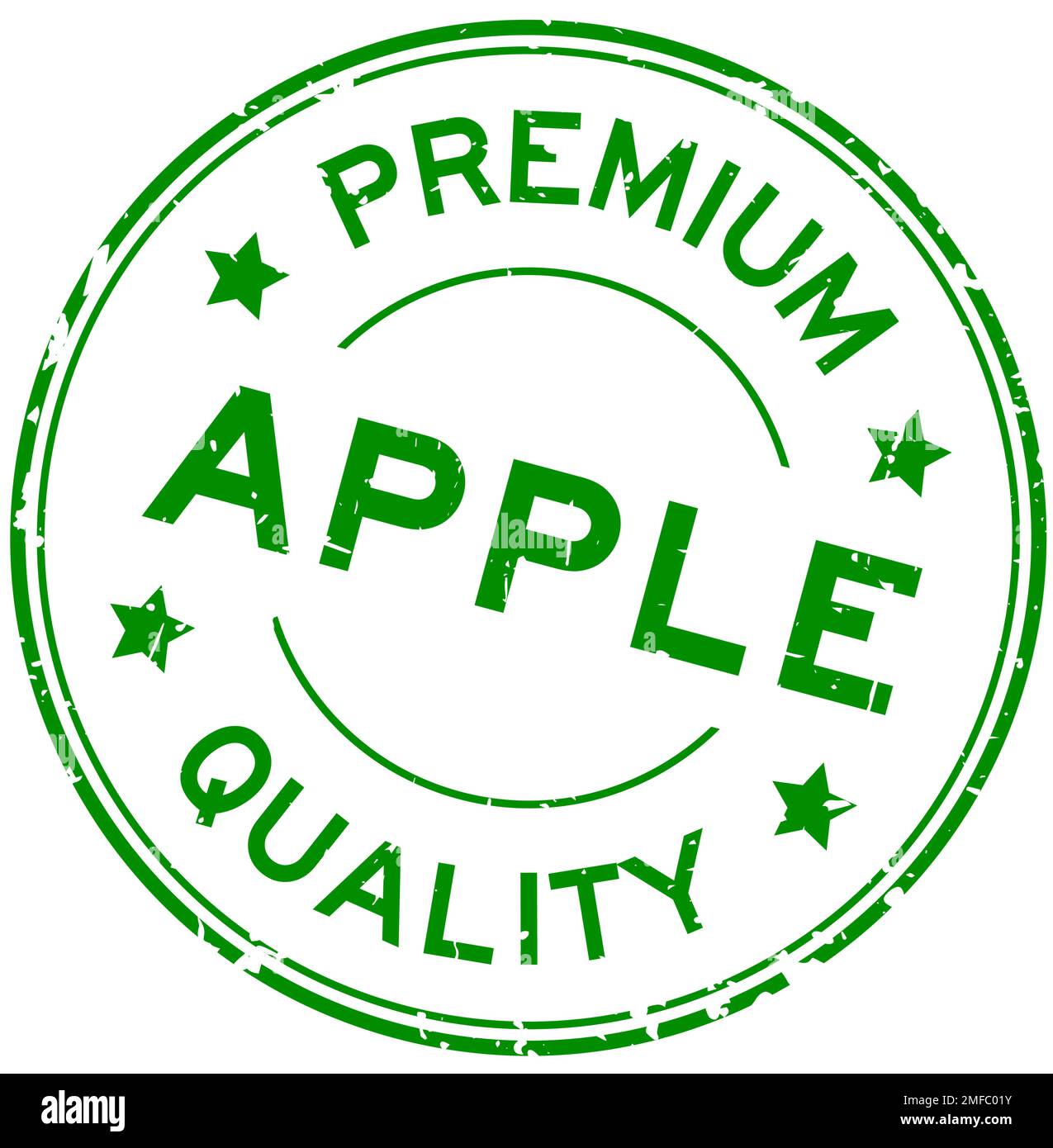 Grunge green premium quality apple word round rubber seal stamp on white background Stock Vector