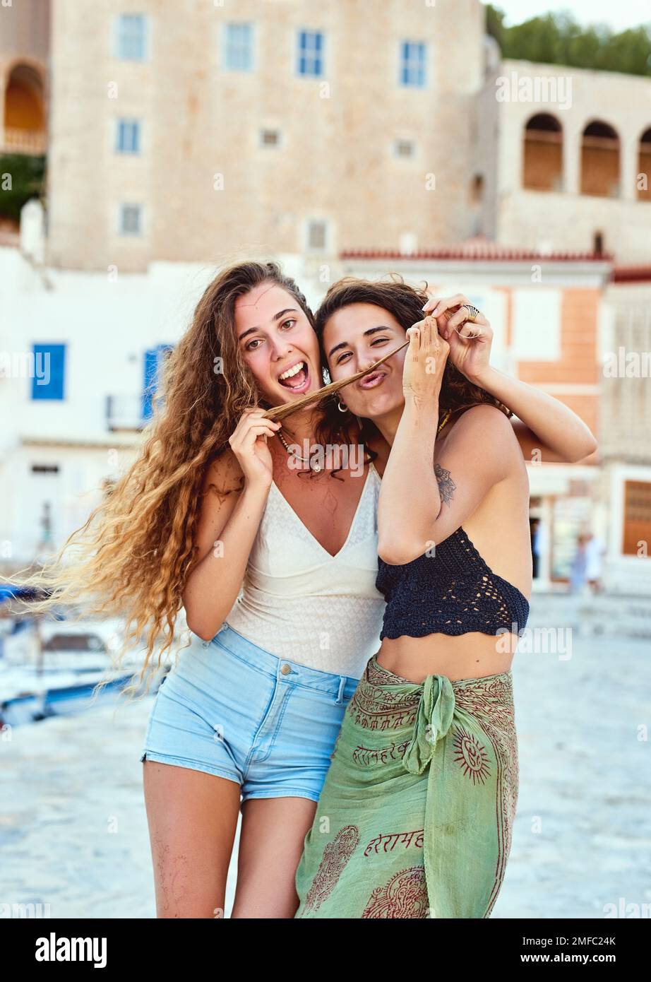 Im so lucky to have you. girlfriends on vacation. Stock Photo
