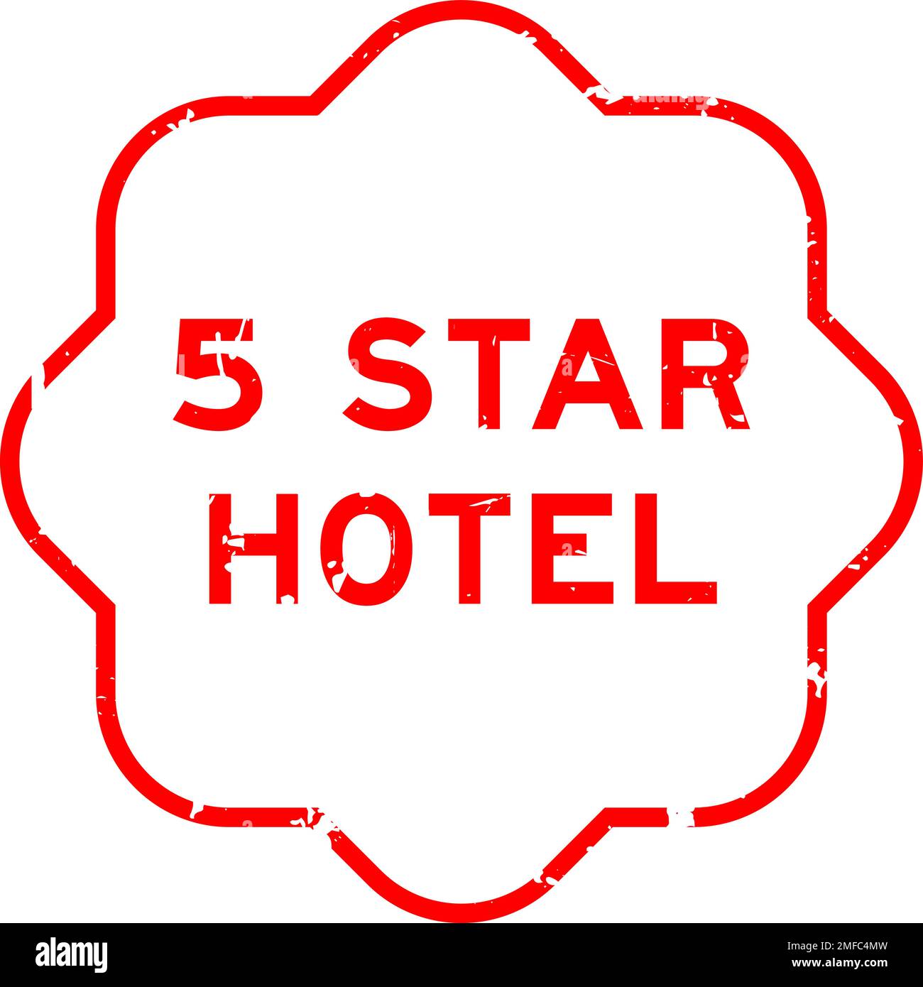 Red Five Star rubber stamp, Stock vector