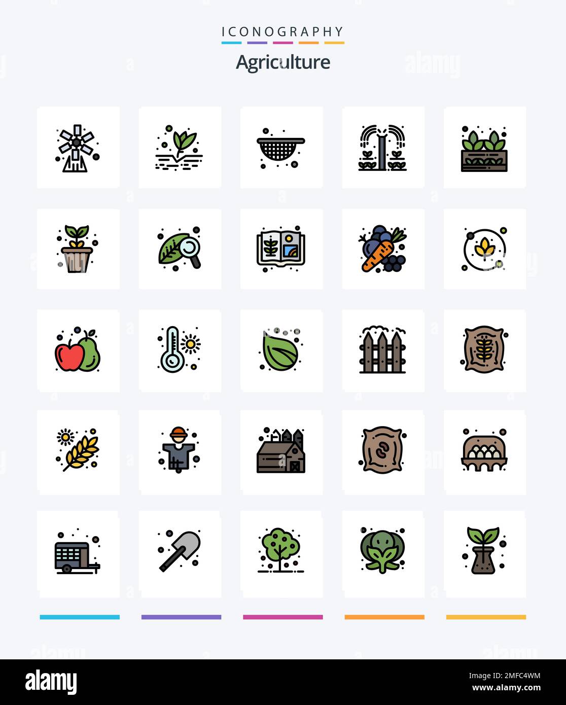 Creative Agriculture 25 Line FIlled icon pack Such As pot. plant. plant ...