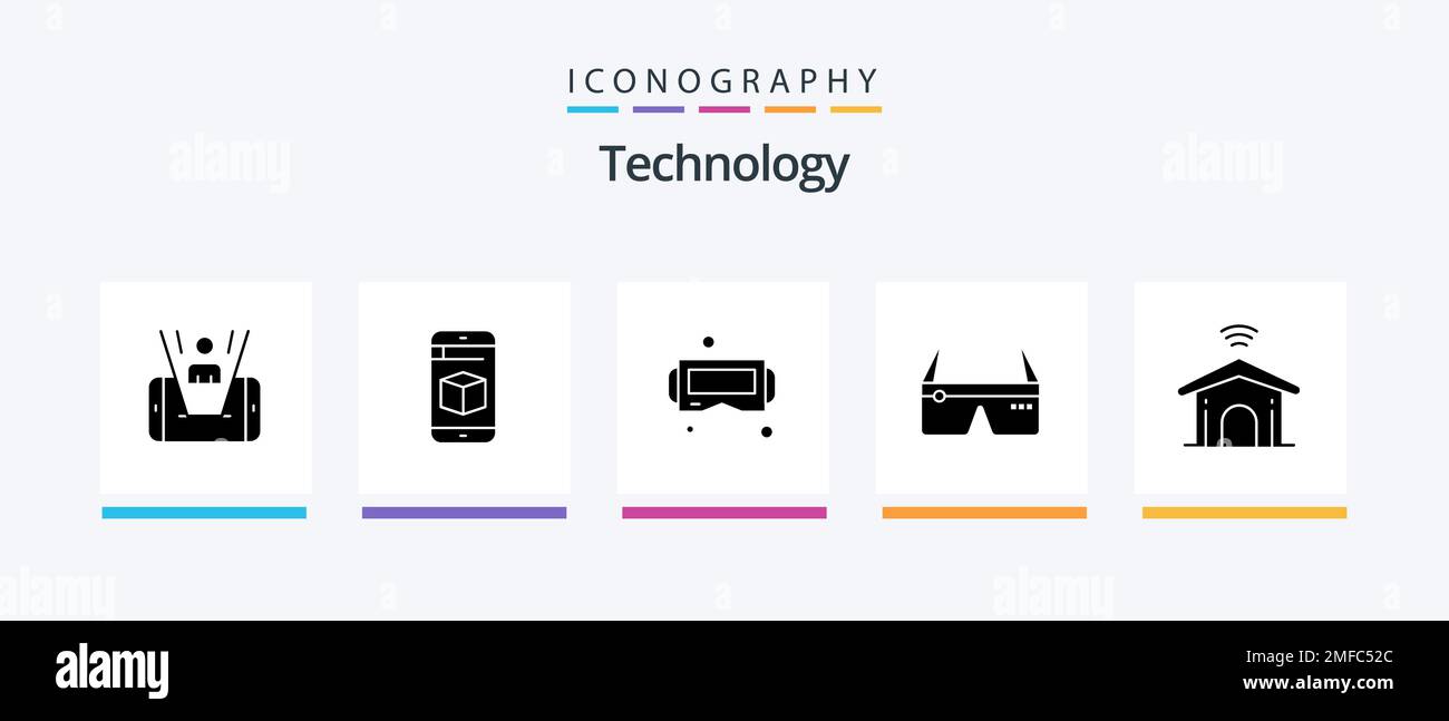 Technology Glyph 5 Icon Pack Including electronic. glasses. device ...