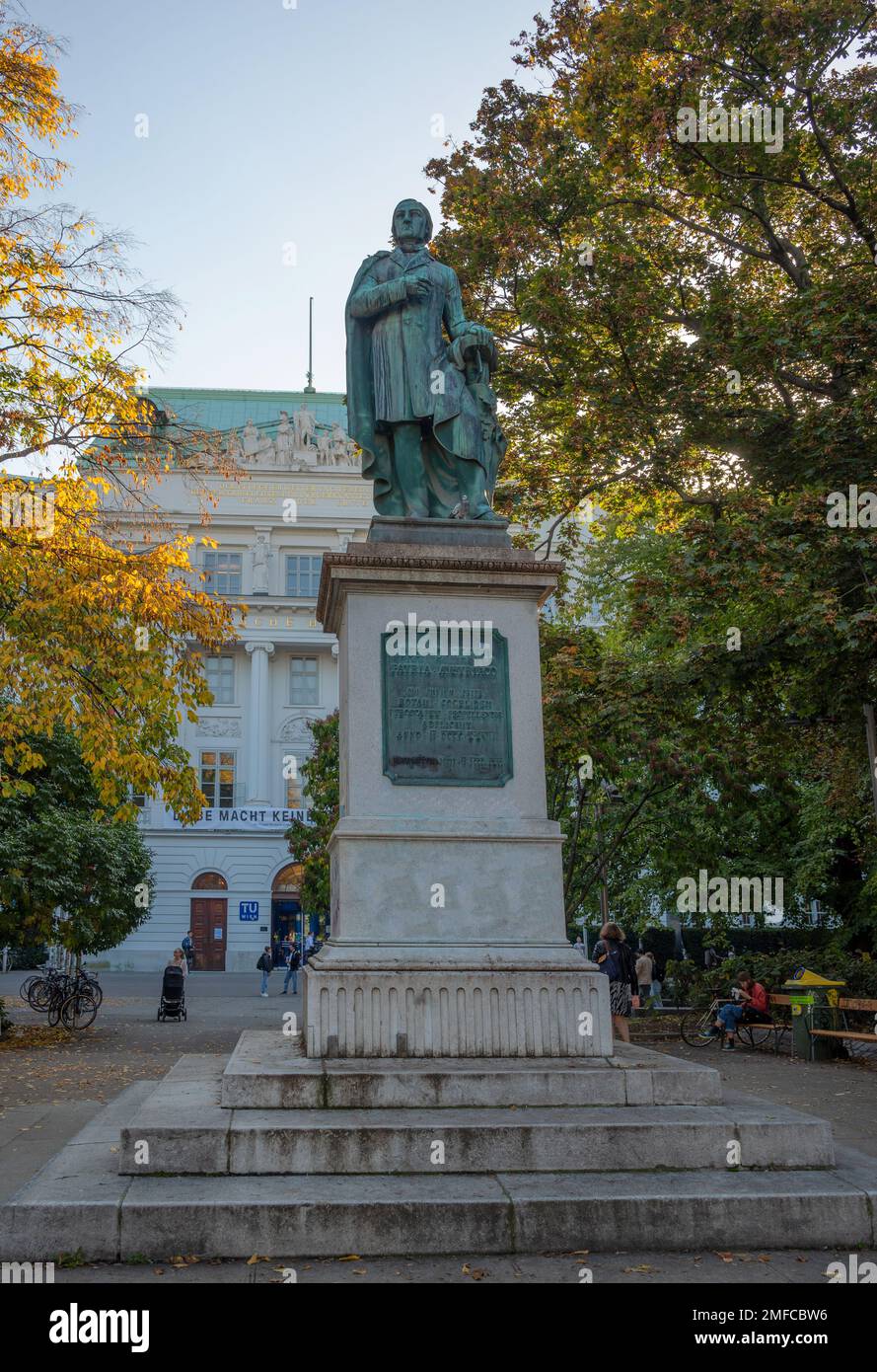 18th,oct,2022,Vienna,Austria. Statue of Austrian-Czech Inventor Joseph Ludwig Franz Ressel at the Ressel park, Vienna, Austria. Stock Photo