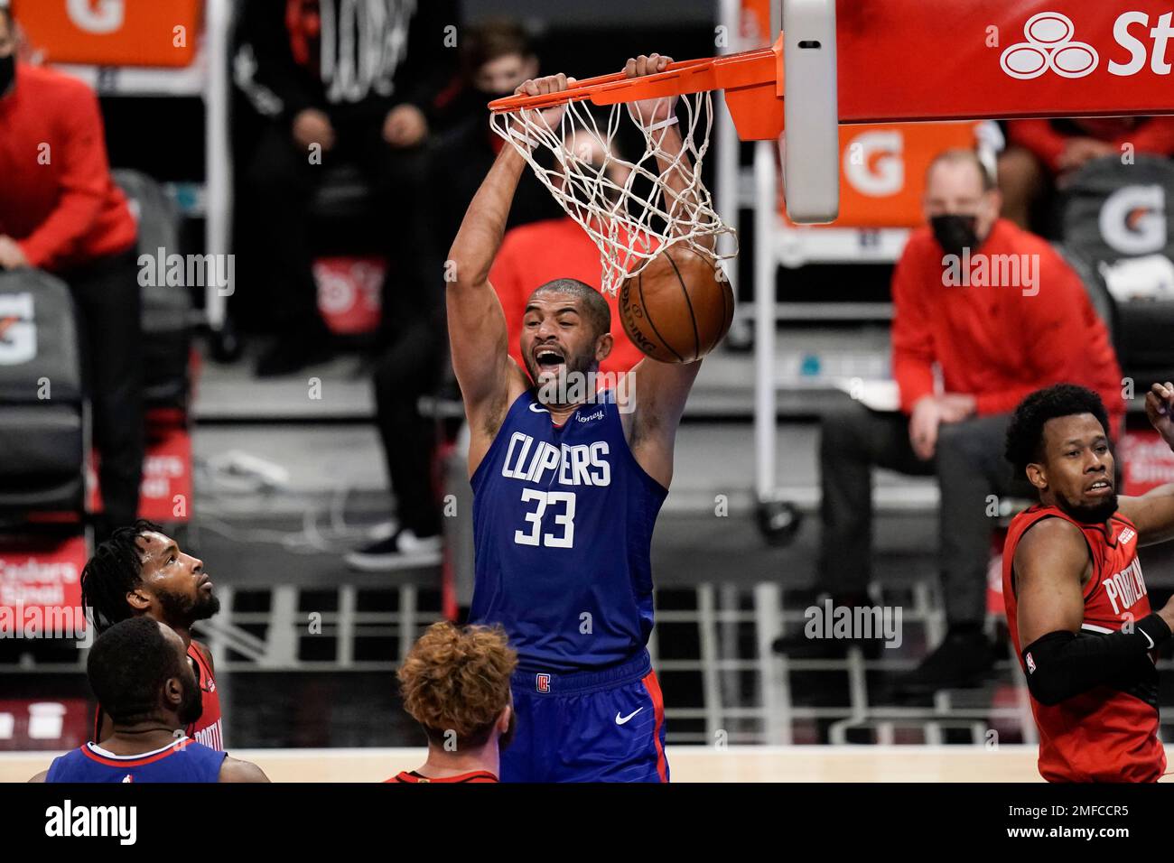 Los Angeles Clippers' Nicolas Batum plays against the Cleveland Cavaliers  during the first half of an NBA basketball game, Monday, March 14, 2022, in  Cleveland. (AP Photo/Ron Schwane Stock Photo - Alamy