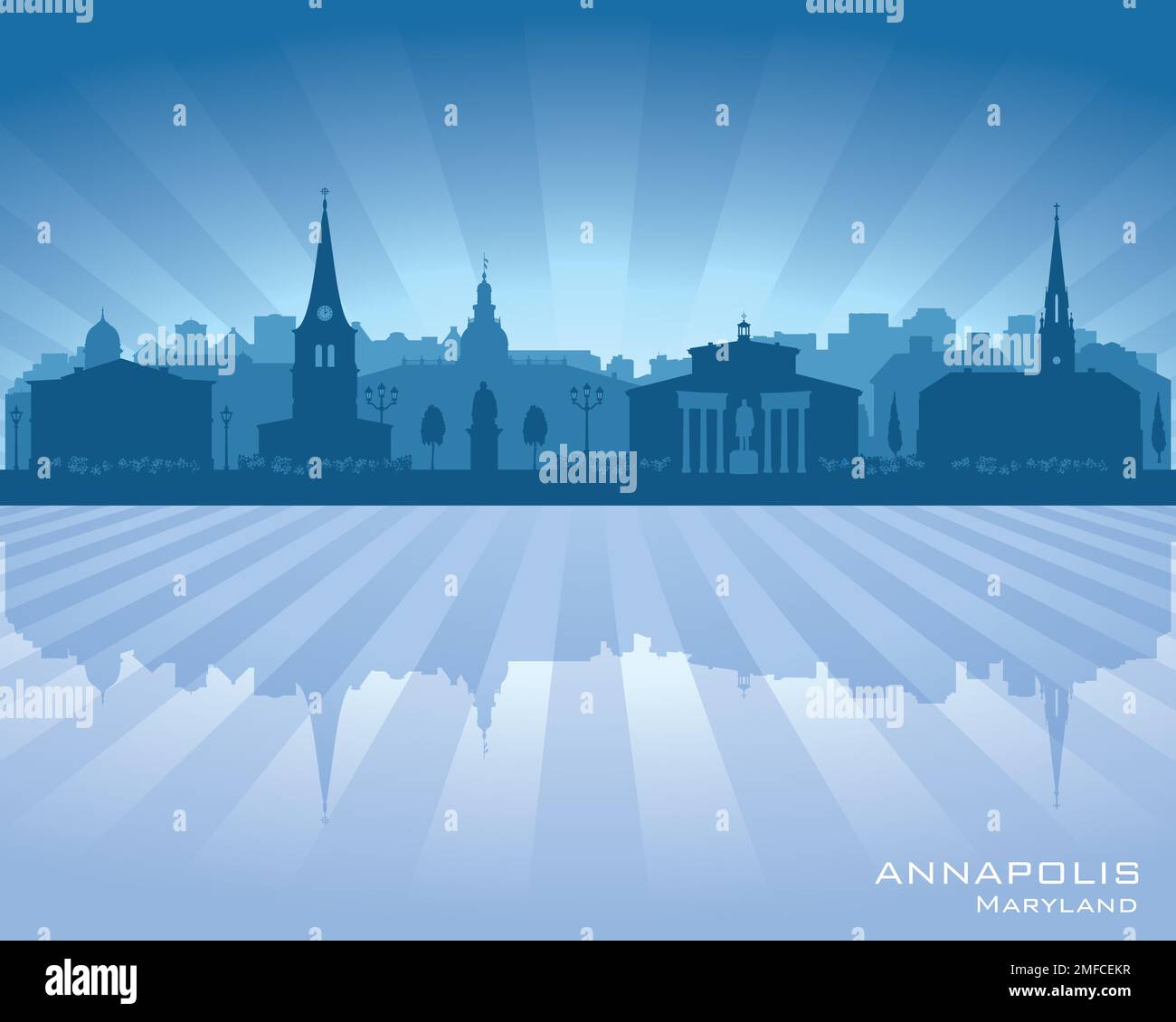 Annapolis Maryland city skyline vector silhouette illustration Stock 