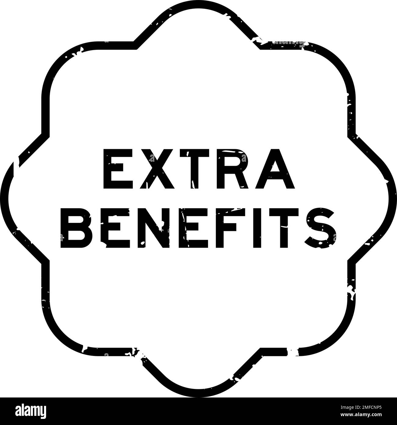 Grunge black extra benefits word rubber seal stamp on white background Stock Vector