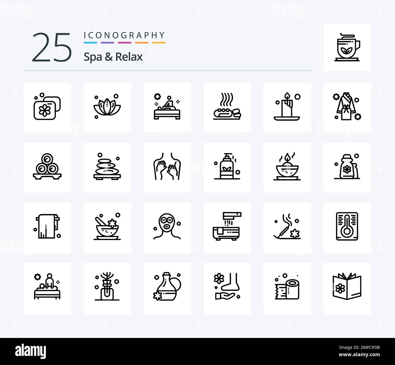 Spa And Relax 25 Line icon pack including health . plant . therapy. spa ...