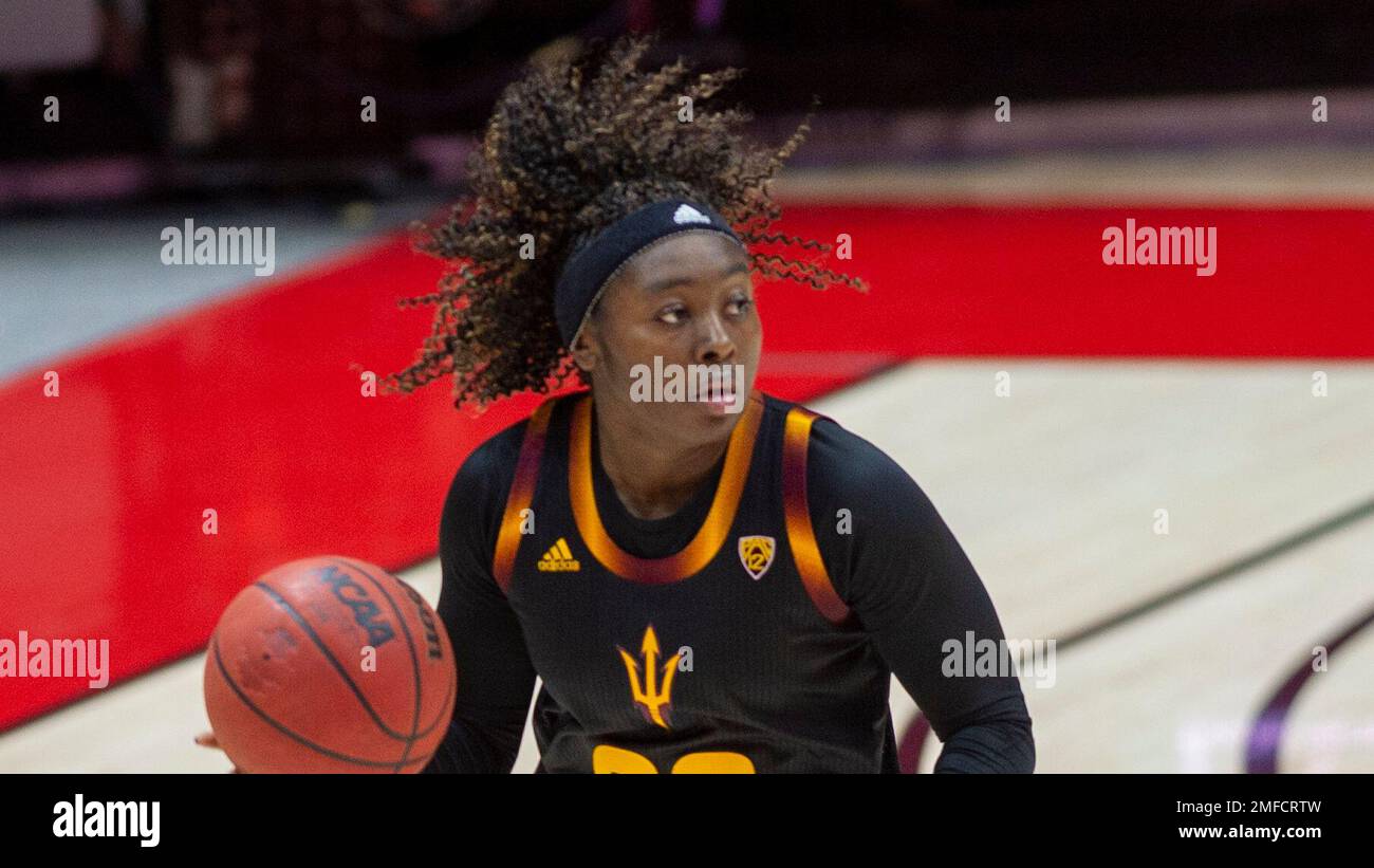 Arizona State forward Eboni Walker (22) dribbles during an NCAA