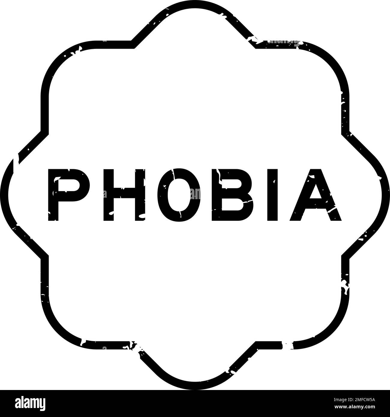 Grunge black phobia word rubber seal stamp on white background Stock