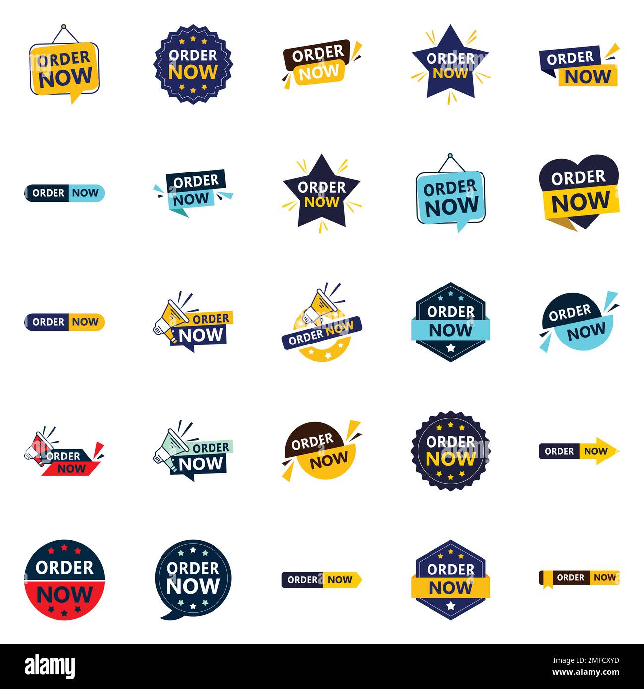 25 Diverse Order Now Banners to Promote Your Products or Services Stock