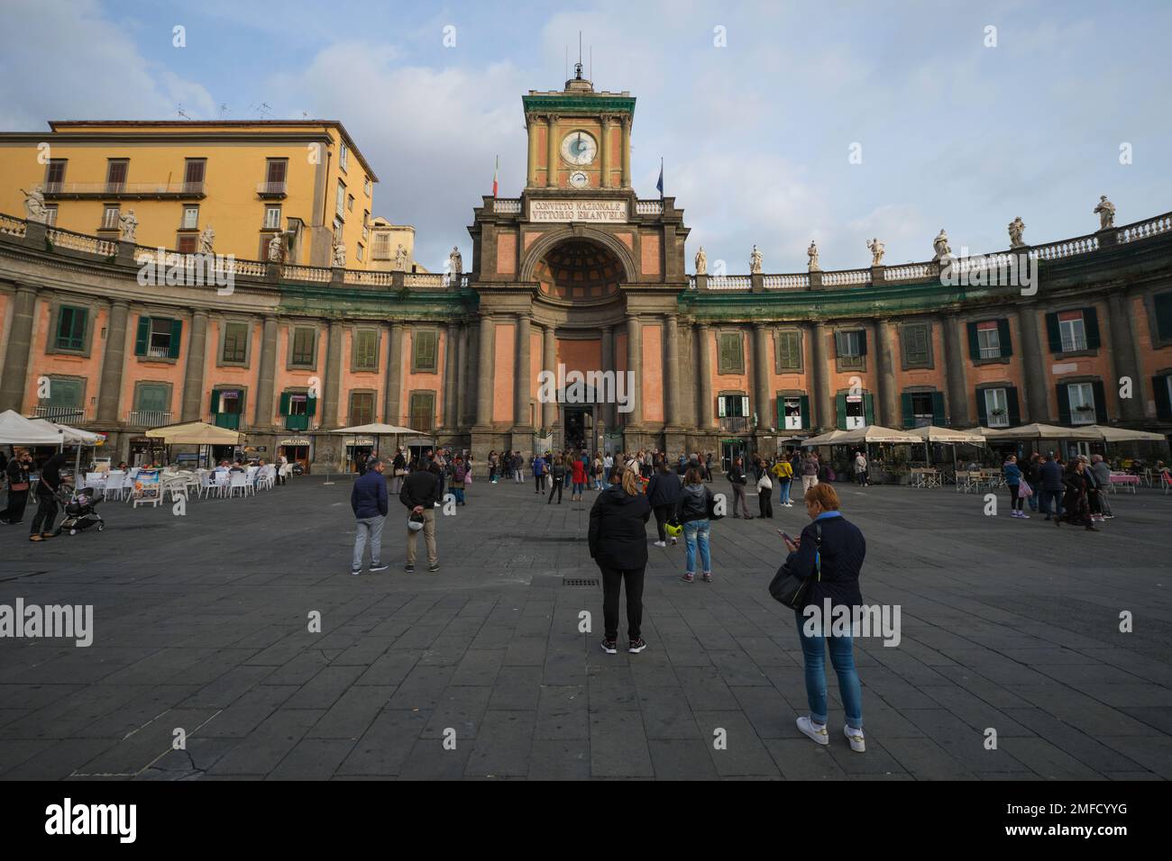 Parents waiting for their children to get out of the school, Convitto Nazionale Vittorio Emanuele II. At piazza Dante. In Naples, Napoli, Italy, Itali Stock Photo