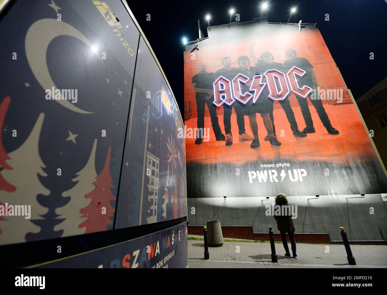 A mural of Australian rock band AC/DC adorns the a house in Warsaw ...