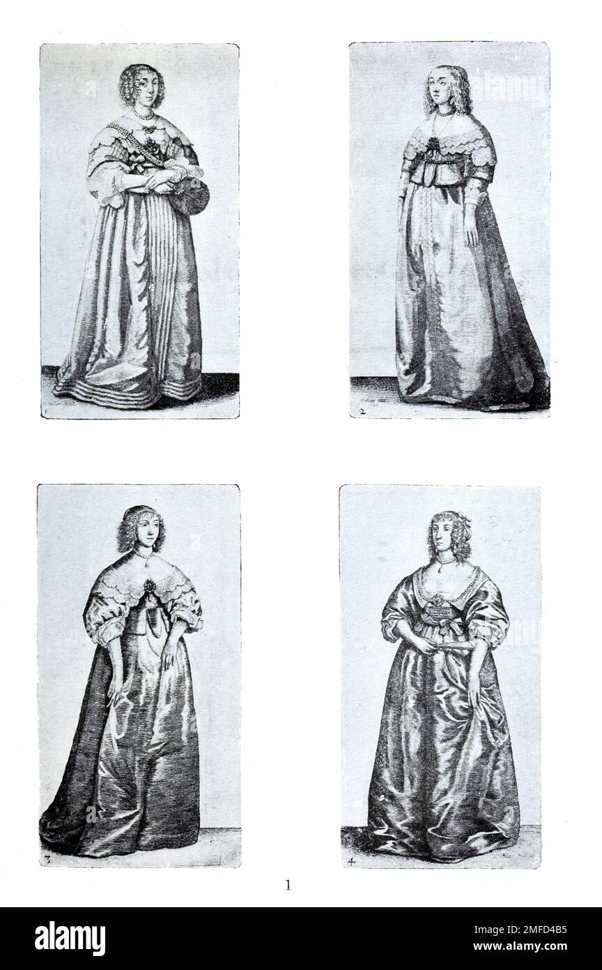 Series of Thirty two Halftone Reproductions of Engravings by Hollar  Wenceslaus Hollar (23 July 1607 – 25 March 1677) was a prolific and accomplished Bohemian graphic artist of the 17th century, who spent much of his life in England. AKA as Wenzel Hollar; and Václav Hollar He is particularly noted for his engravings and etchings. He was born in Prague, died in London, from the book ' English costume ' by Dion Clayton Calthrop, 1878-1937 Publication date 1907 Publisher London, A. & C. Black Stock Photo