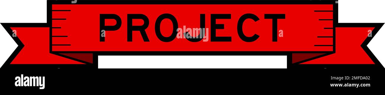 Project Ribbons Label Red color ribbon label banner with word project on white background ...