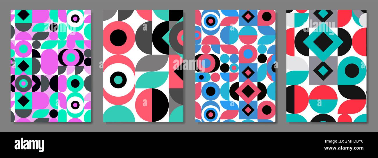 Geometric abstract retro Covers in Bauhaus style Stock Vector Image ...