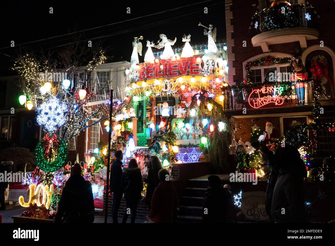 Holiday lights and decorations adorn houses in Brooklyn's Dyker Heights neighborhood, Tuesday