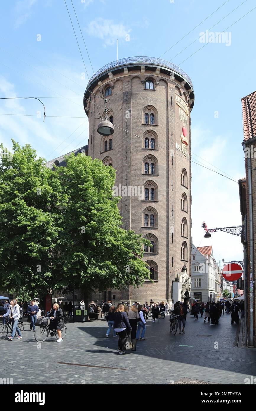 Copenhagen Denmark Kobmagergade round tower Stock Photo