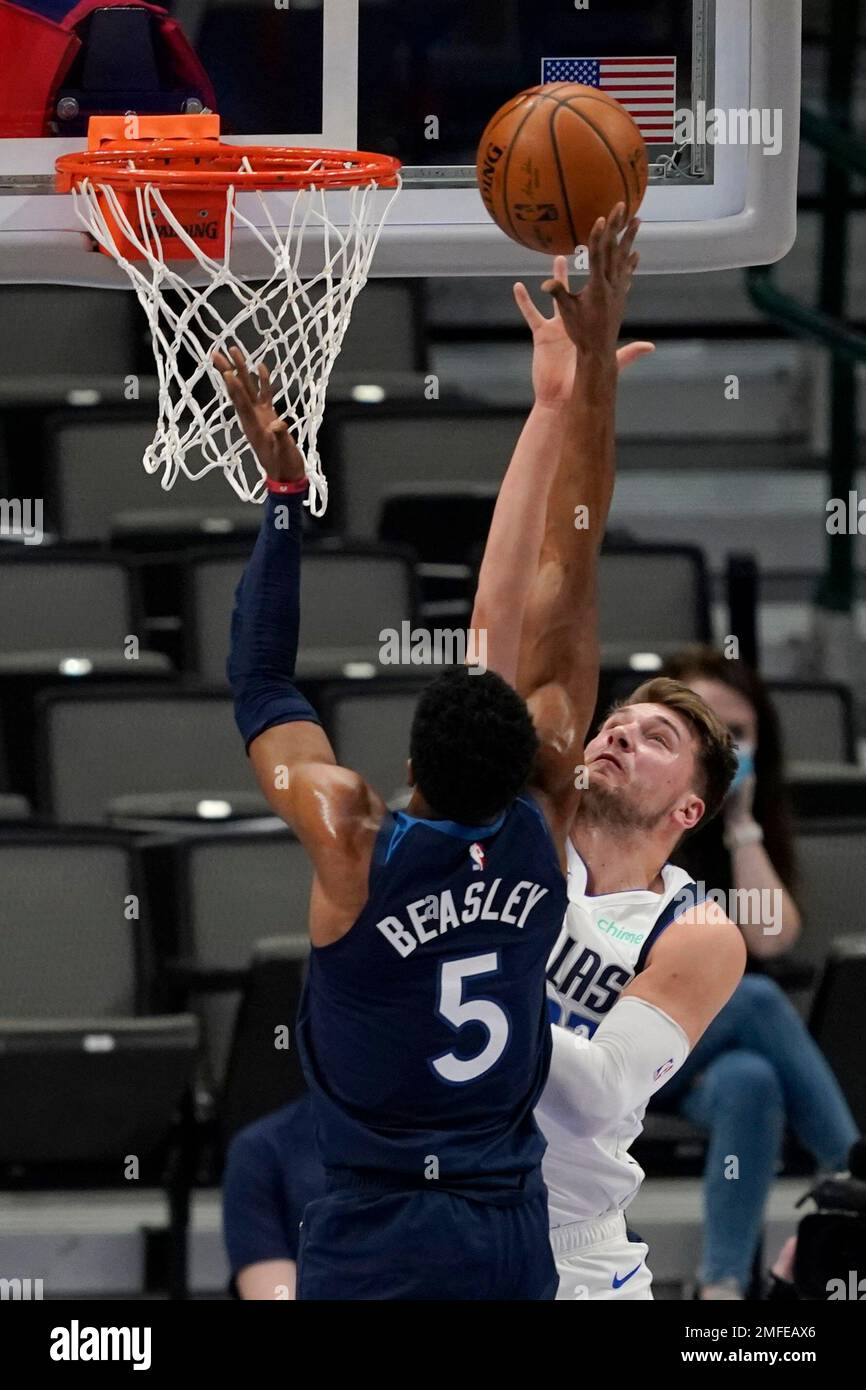 Minnesota Timberwolves guard Malik Beasley (5) takes a shot over Dallas ...