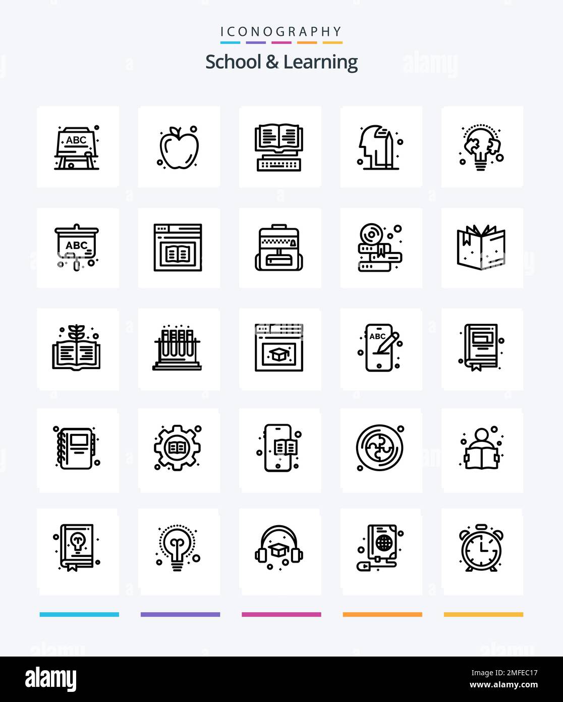 Creative School And Learning 25 OutLine icon pack Such As bulb. line ...