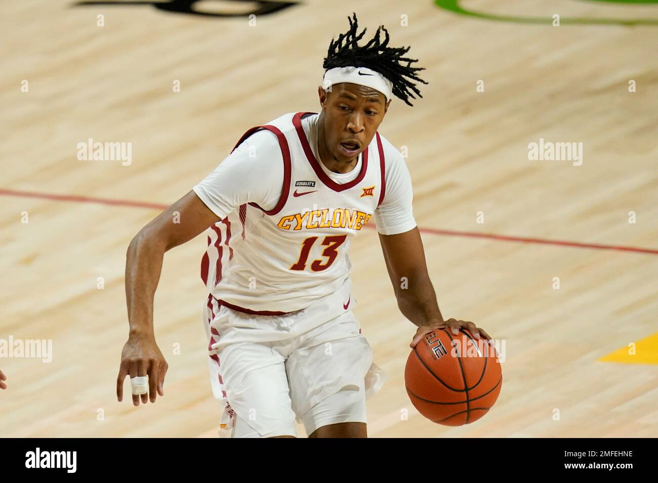 Iowa State forward Javan Johnson drives up court during the second half