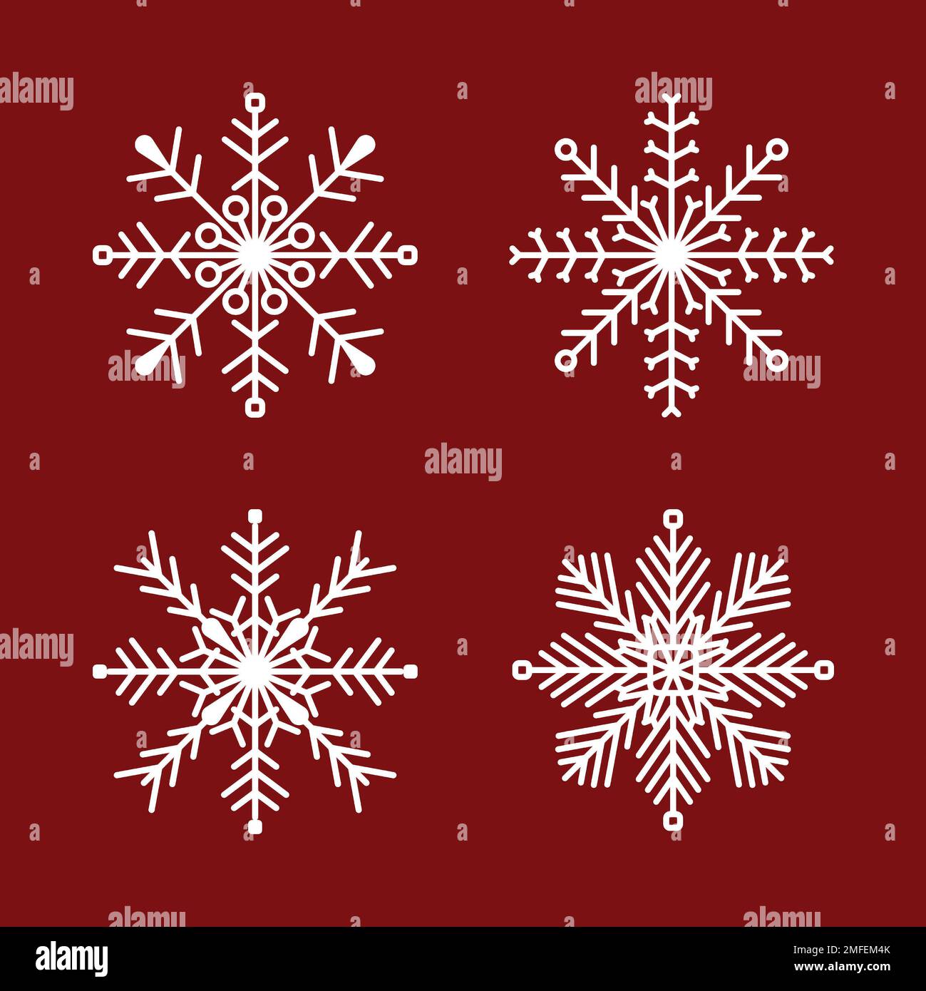 An illustration of snowflakes on a red background Stock Photo - Alamy