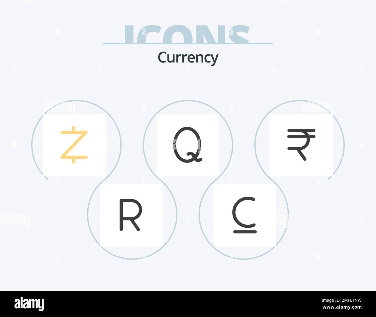 Currency Flat Icon Pack 5 Icon Design. . coin. zcash. rupee. centavo Stock Vector