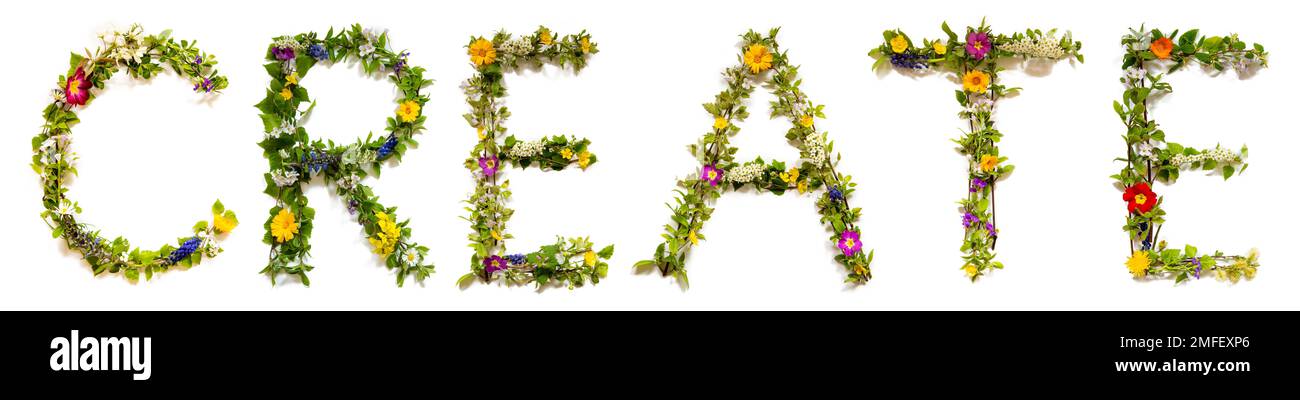 Blooming Flower Letters Building English Word Create Stock Photo