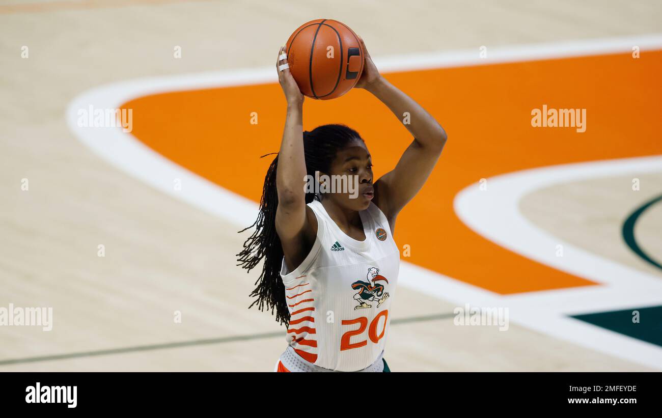 Miami Hurricanes guard Kelsey Marshall (20) dribbles against the