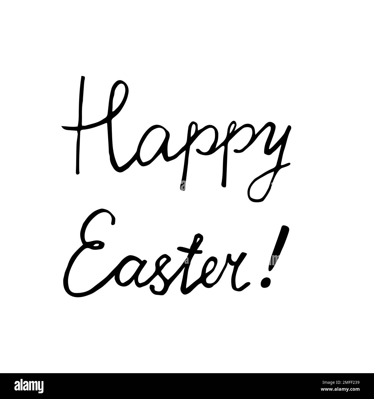 Hand-drawn lettering 'Happy Easter' in doodle style Stock Vector