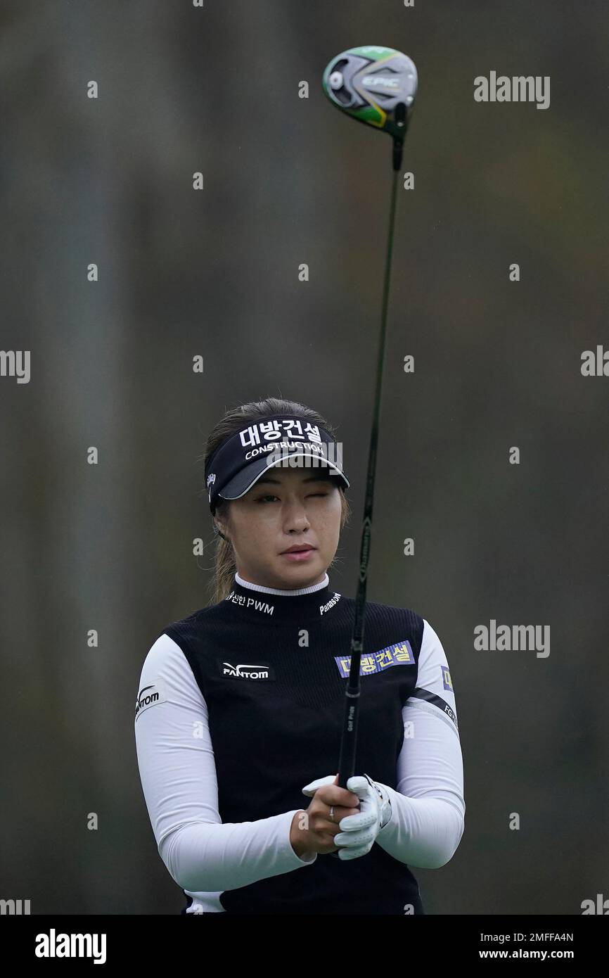 Jeongeun Lee6, of South Korea, prepares to hit from the second tee ...