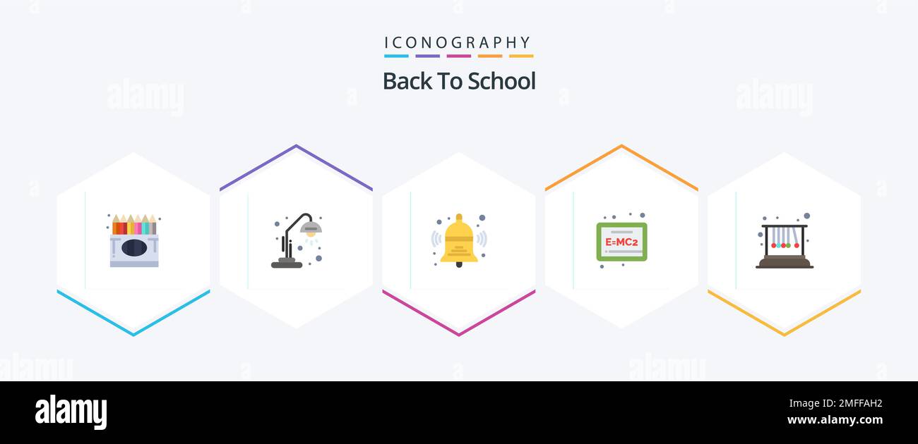 Back to school 25 flat icon pack including pendulum formula education