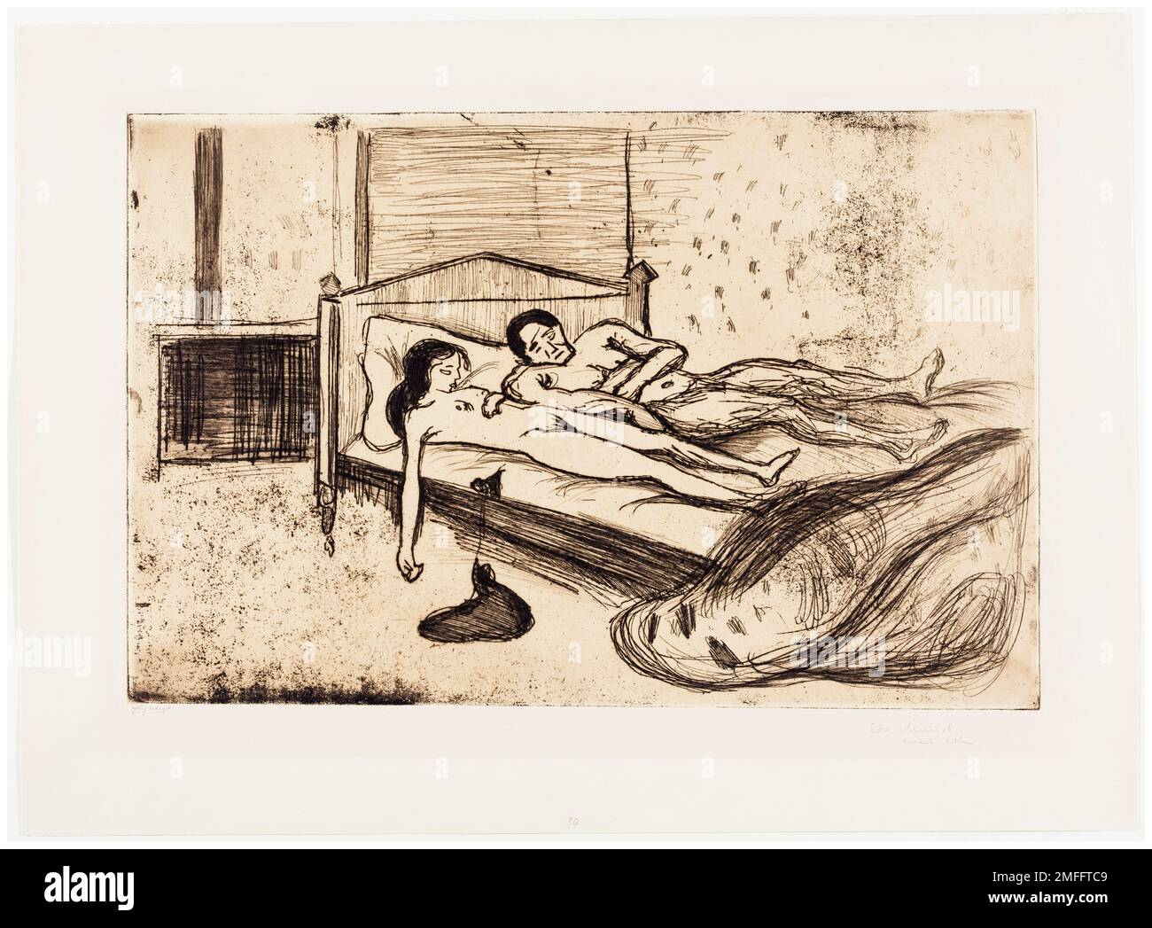 Edvard Munch, Double Suicide, drypoint etching, 1901 Stock Photo