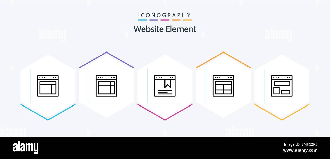 Website Element 25 Line icon pack including website layout. web layout