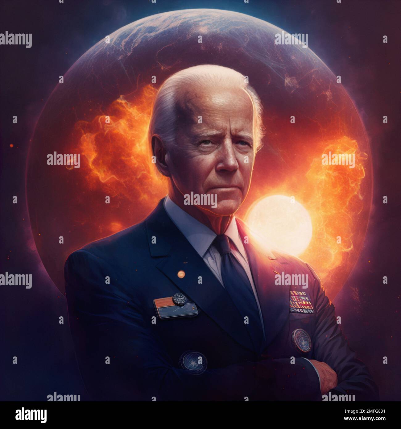 illustration of Joseph Robinette Biden, Jr., US President in military