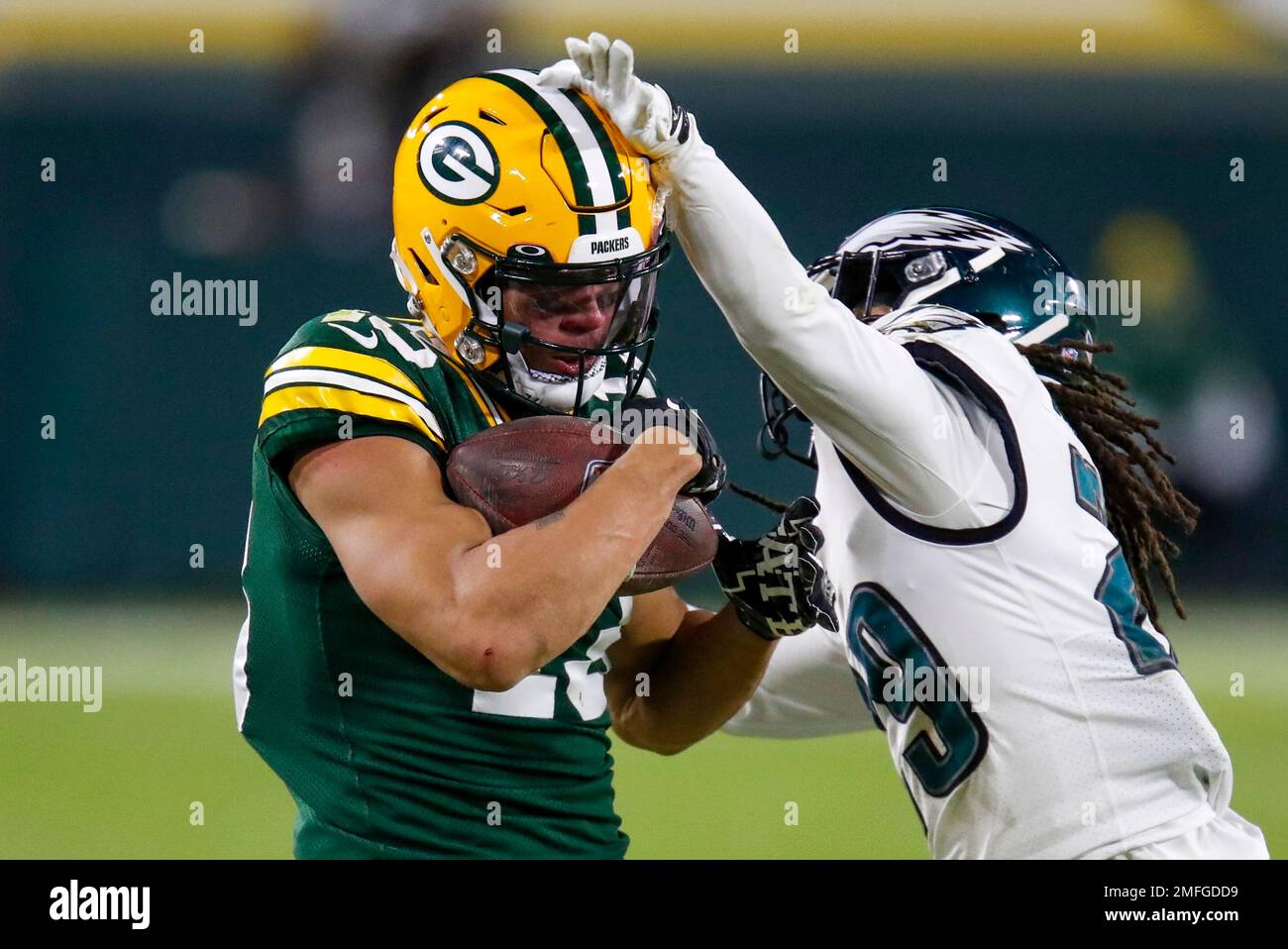 Green Bay Packers' Allen Lazard catches a pass with Philadelphia Eagles