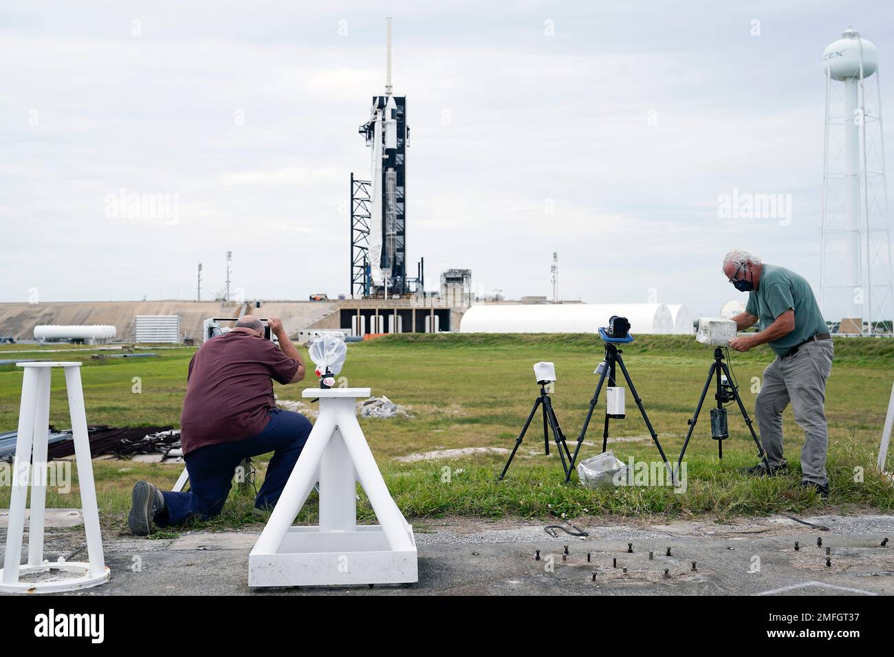 Photographers set up remote cameras to capture the launch of a SpaceX