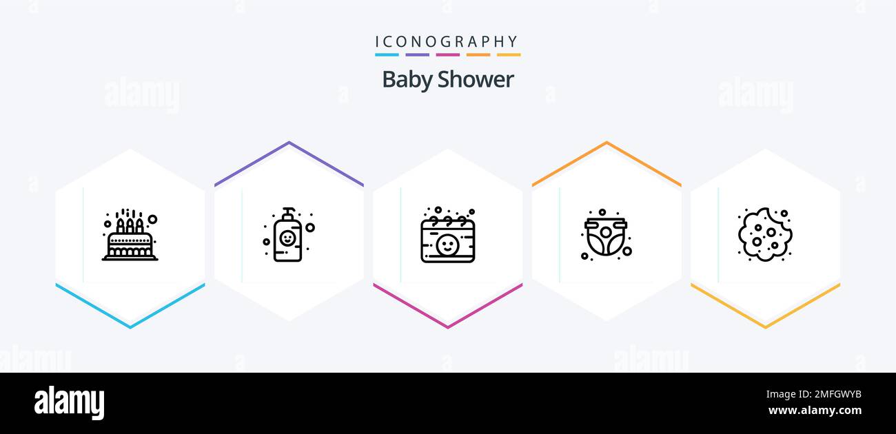 Baby Shower 25 Line icon pack including infant. child. lotion bottle. baby panty. pregnancy Stock Vector