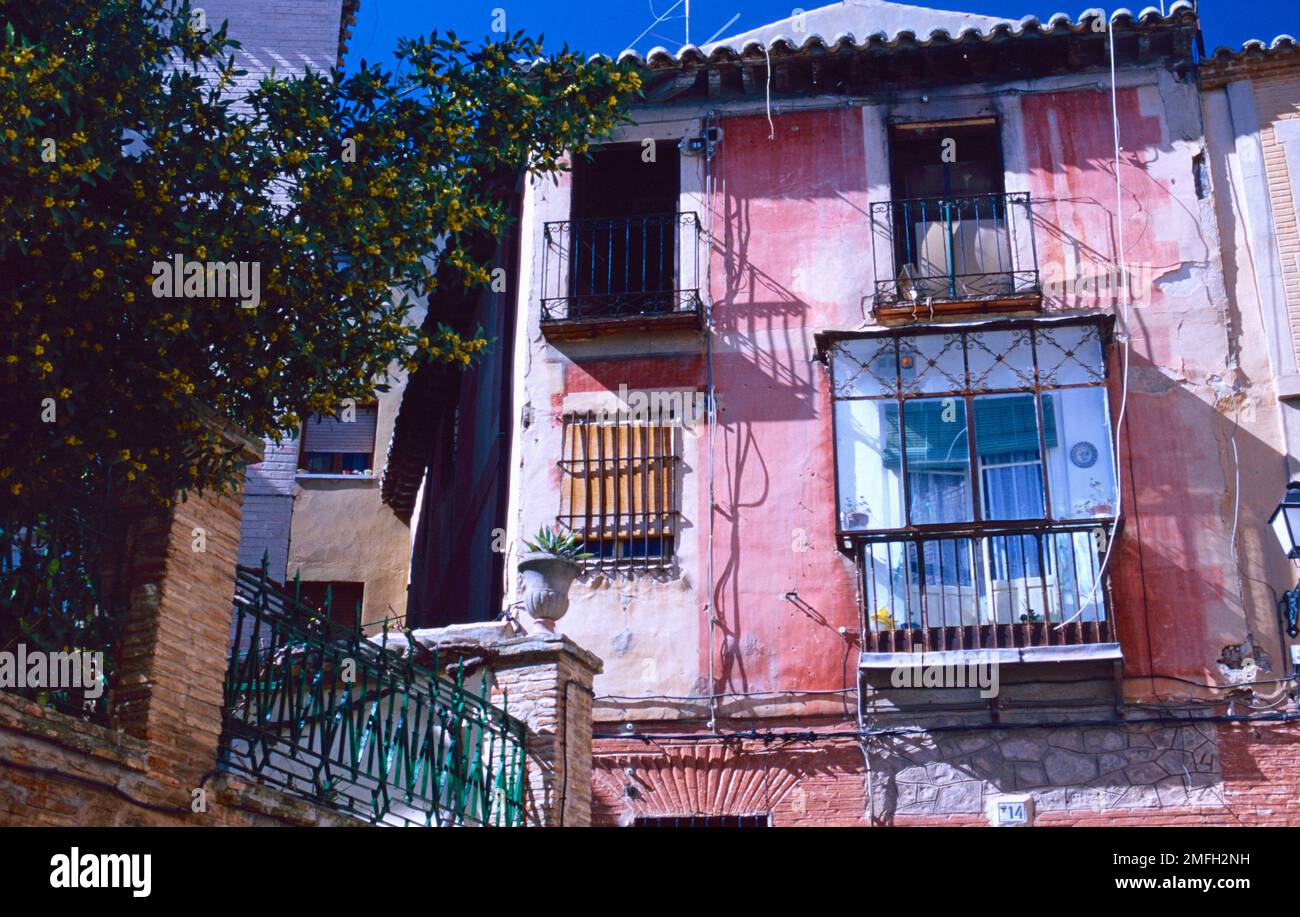 Old pink house, Toledo, Castilla la Mancha, Spain. Stock Photo