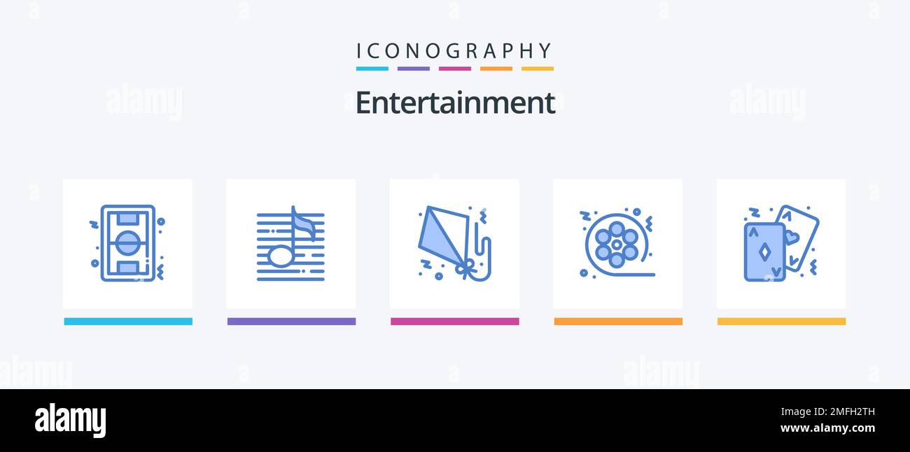 Entertainment Blue 5 Icon Pack Including video. movie. sound. film. fly. Creative Icons Design Stock Vector