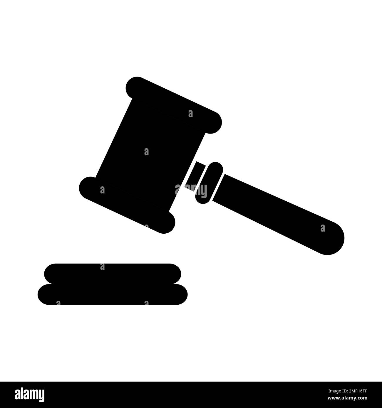 Judge hammer icon, law auction symbol, gavel justice sign vector