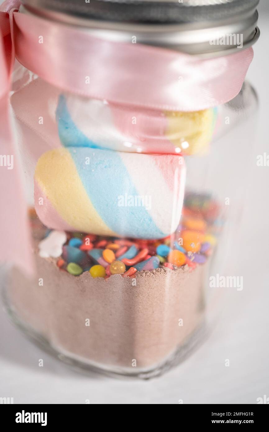 Unicorn hot chocolate mix Stock Photo