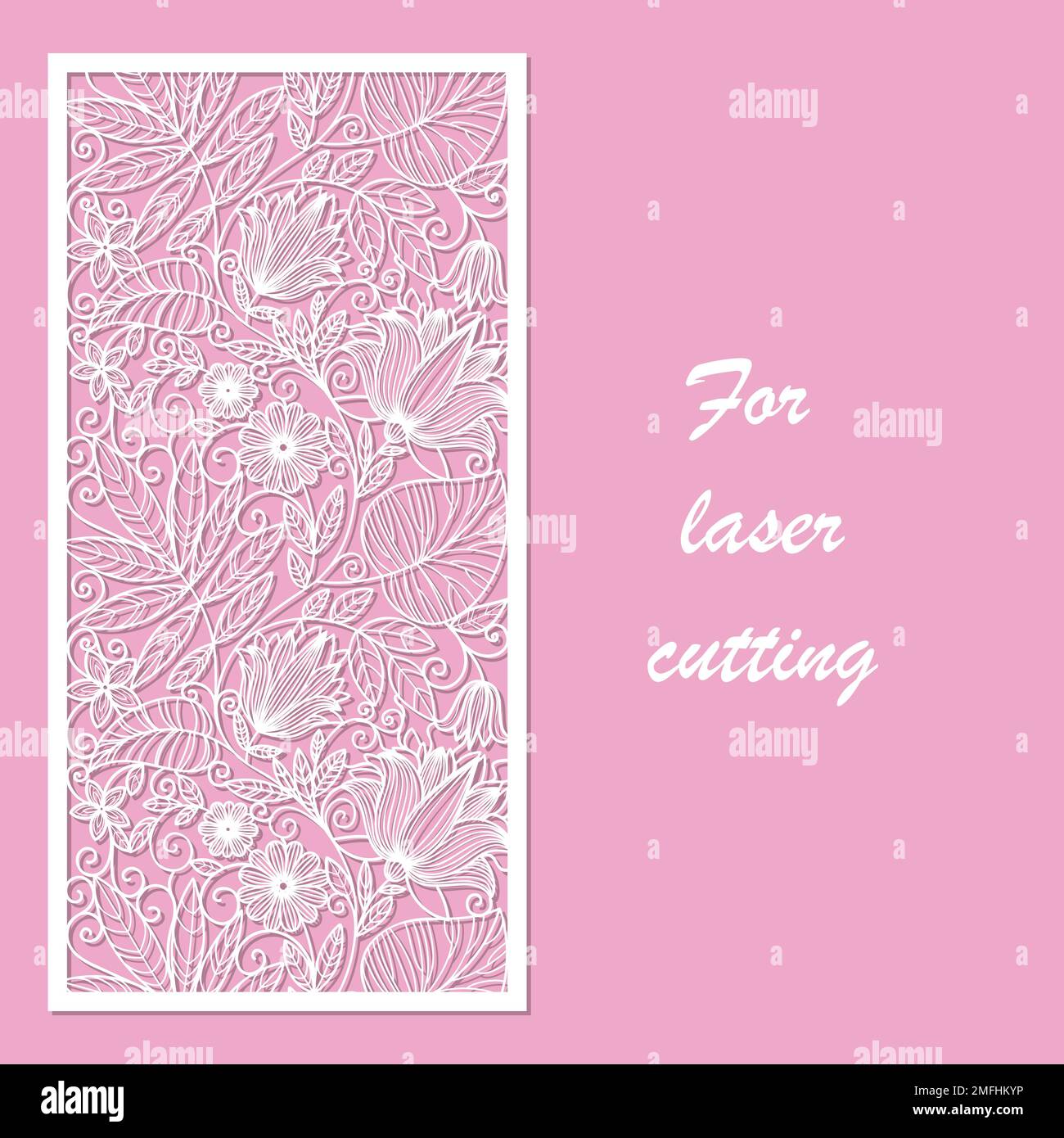 Template for laser cutting. Postcard with flowers. Vector Stock Vector