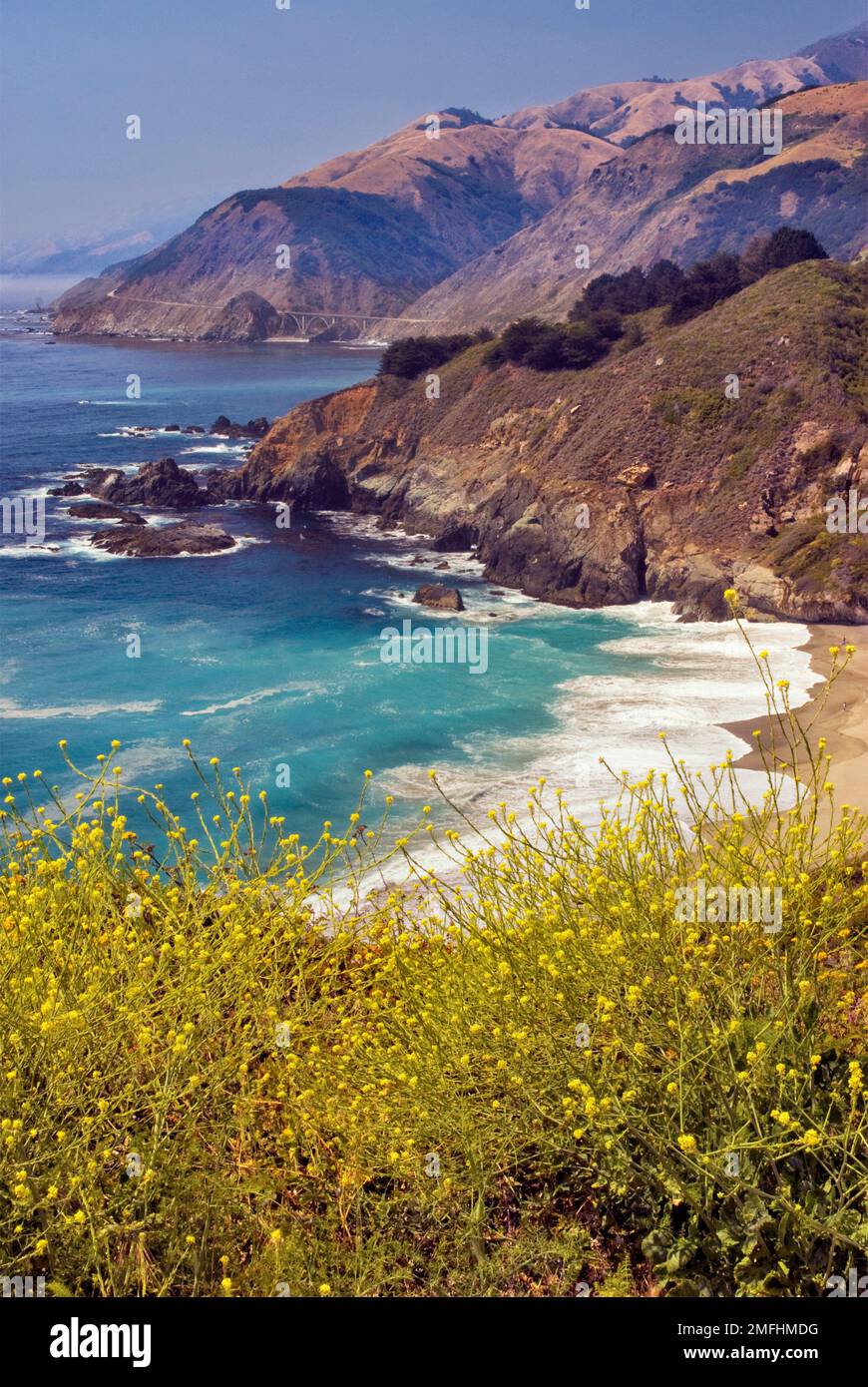 View from Gamboa Point, Big Creek Bridge on Highway One in distance