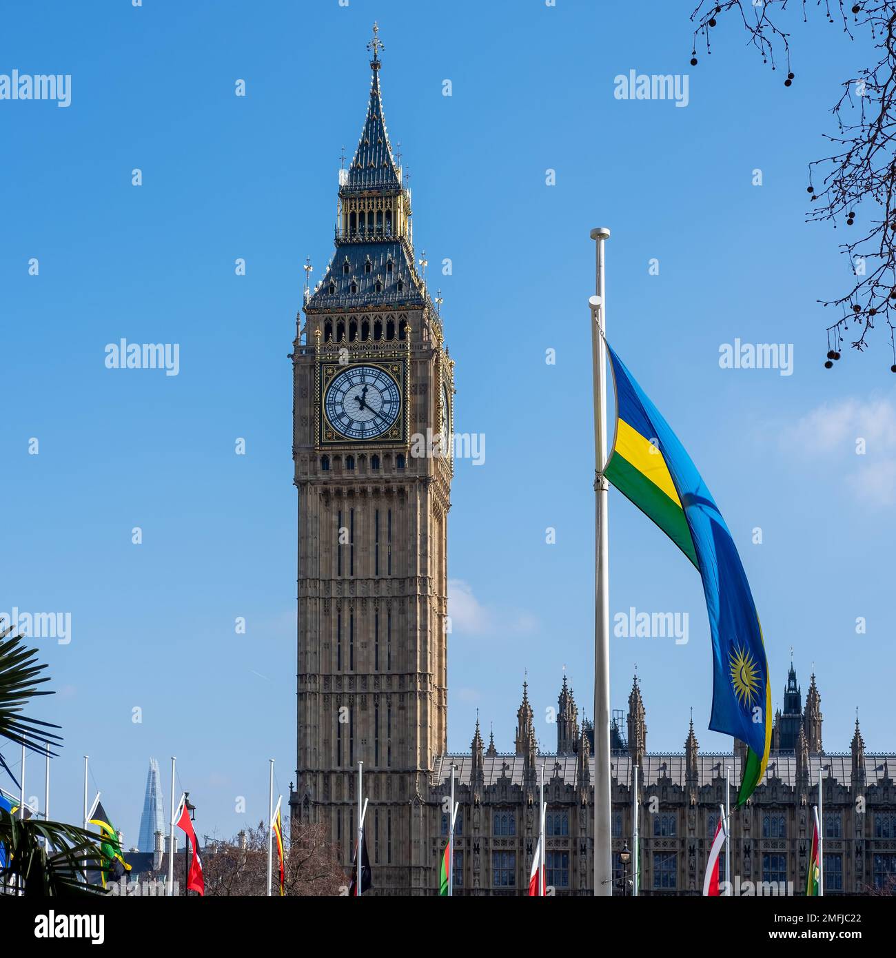 LONDON, UK - MARCH 13 : Flags Flying in Parliament Square London on March 13, 2016 Stock Photo