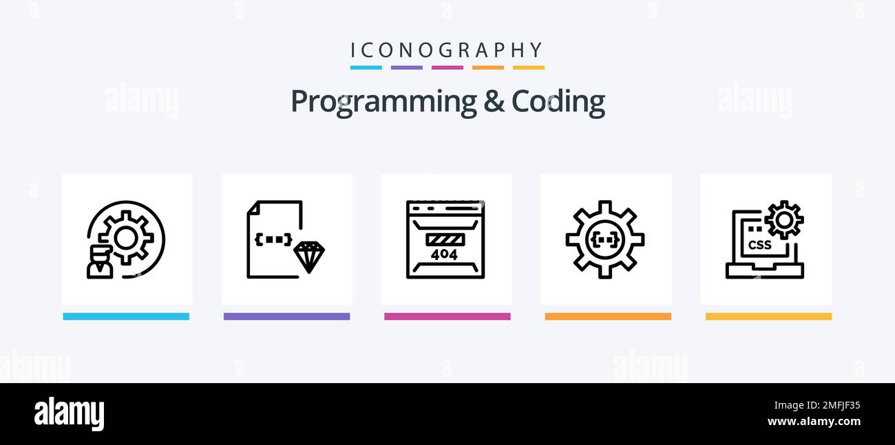 Programming And Coding Line 5 Icon Pack Including bug. app. development ...