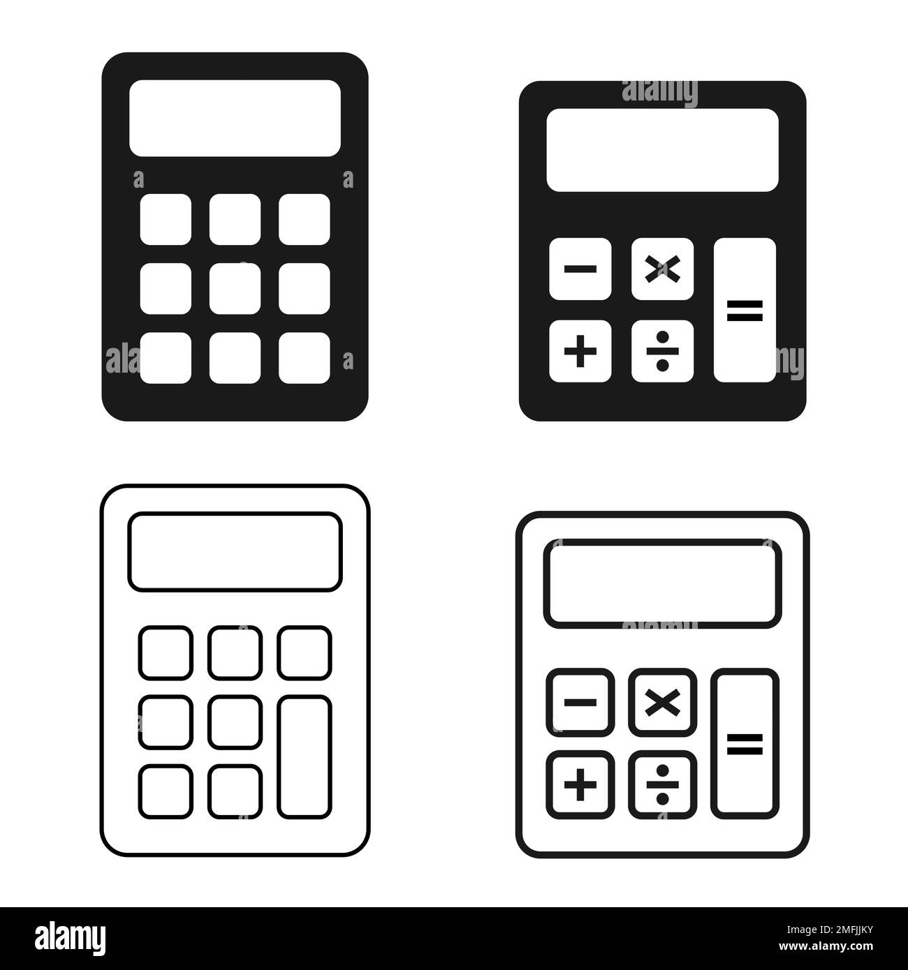 Set of Calculator icon, mathematics web button vector illustration