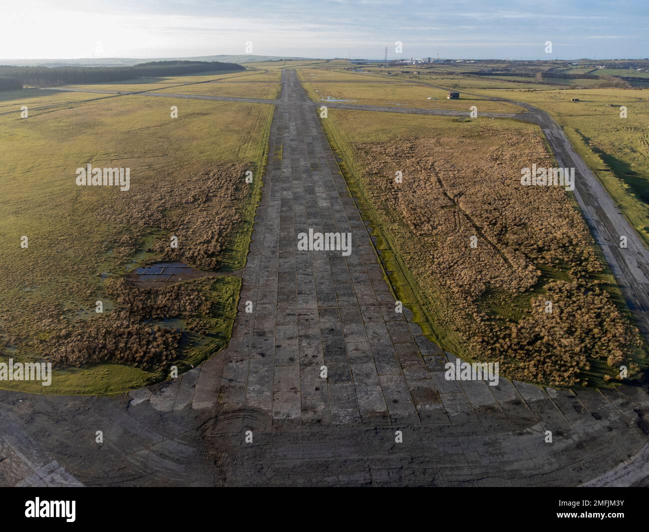 Disused runway at RAF Davidstow airfield, Cornwall UK Stock Photo