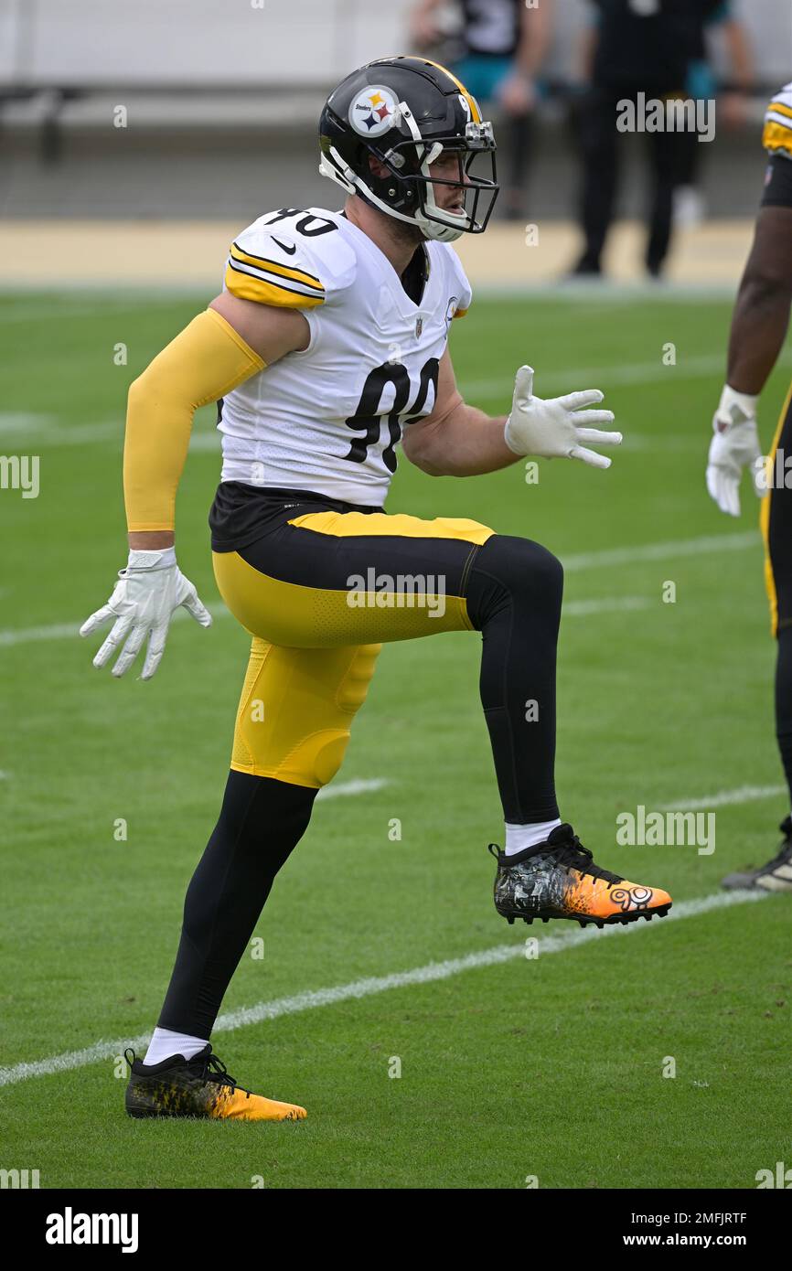 Pittsburgh Steelers linebacker T.J. Watt (90) warms up wearing My Cause My  Cleats during the first