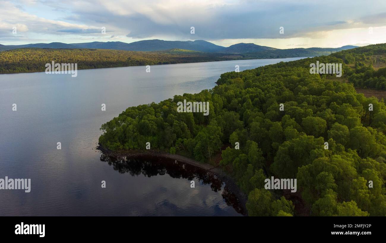 Aerial view of Loch Tummel in the Scottish Highlands of Scotland UK Stock Photo