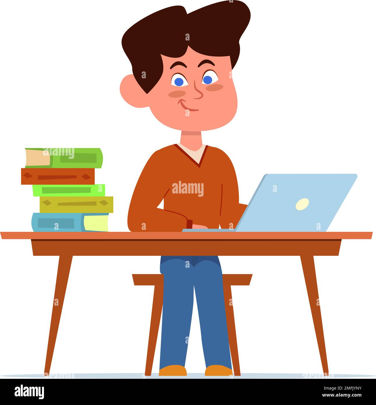 Illustration Kid Boy Student Preparing School Stock Vector