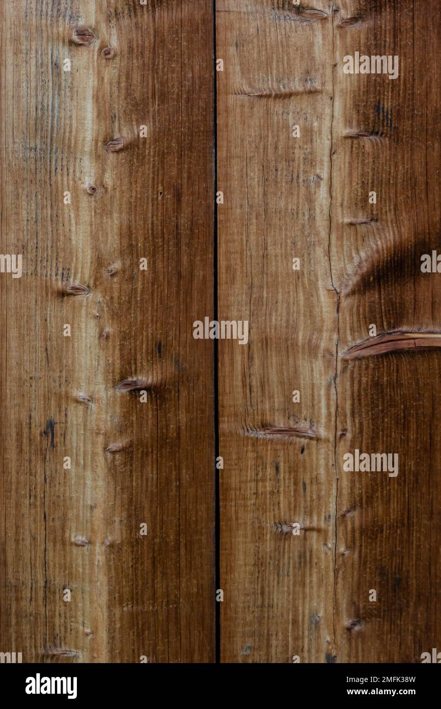 Brown dark scratched wooden cutting, chopping board. Wood texture Stock